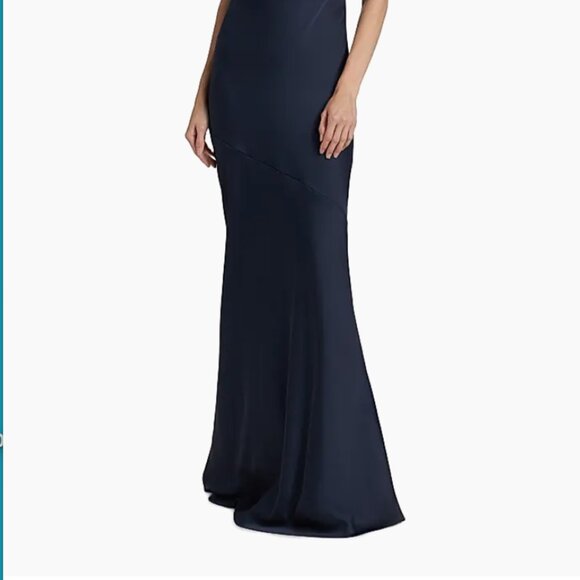 Haleigh Charmeuse Cowl Neck Gown Maxi Dress Navy Blue 6 NWT $595 - Picture 4 of 9